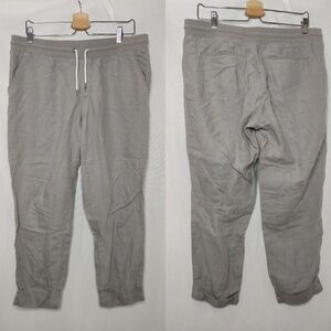 Athleta Bali Linen‎ Ankle Pant Silver Gray Style 175799 Size 14 Tapered Leg
